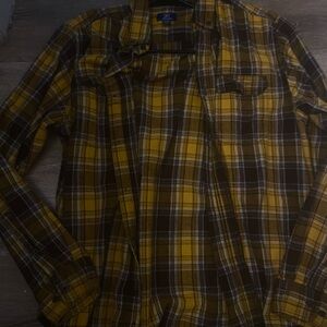 George Yellow and Brown Plaid Short Sleeve Shirt